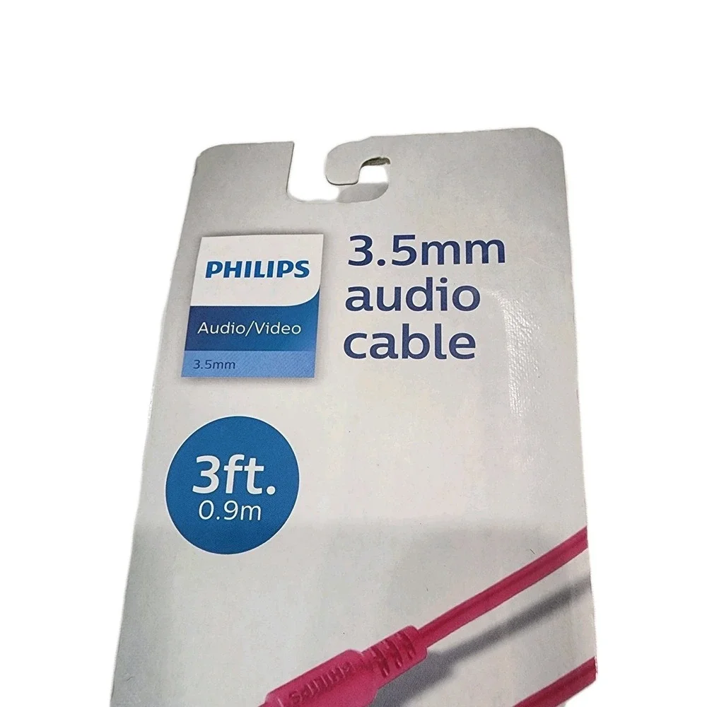 Phillips Audio/Video 3.5 Mm Pink Cable 3ft Lot Of 2 Brand New Sealed